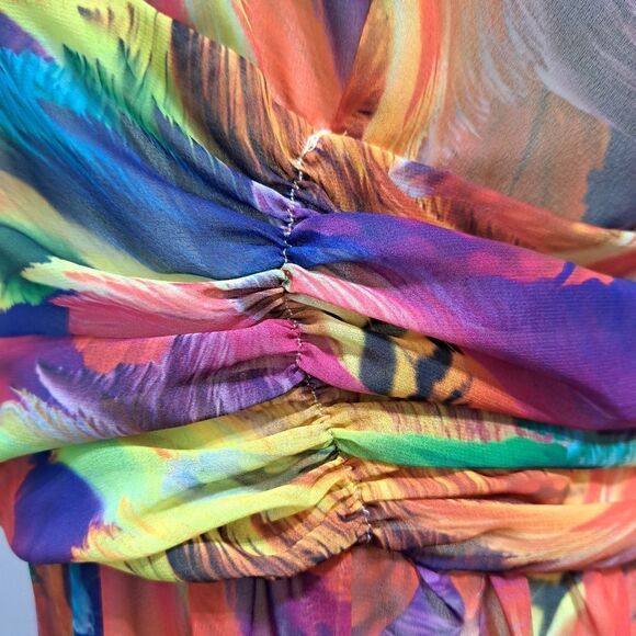 Goragal Summer Print Cutout Slip Long Boho Maxi Dress Orange Multi Color 2XL - Picture 16 of 17